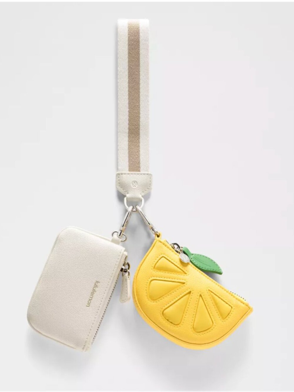 Lululemon RARE!!! Dual Pouch Wristlet Textured Leather Alternative LEMON